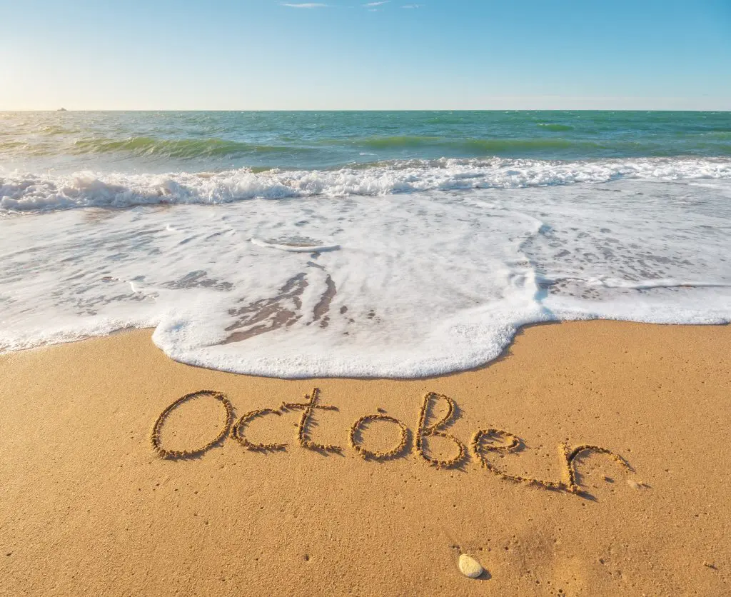 October written in the sand at the band, signifying the importance of National Substance Abuse Prevention Month
