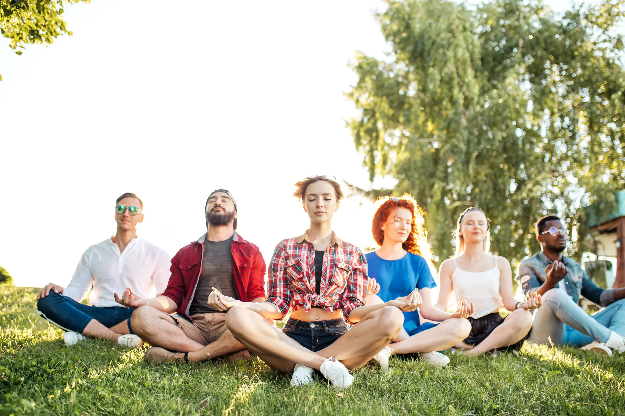 a group of people meditating as part of attachment regulation competency activities