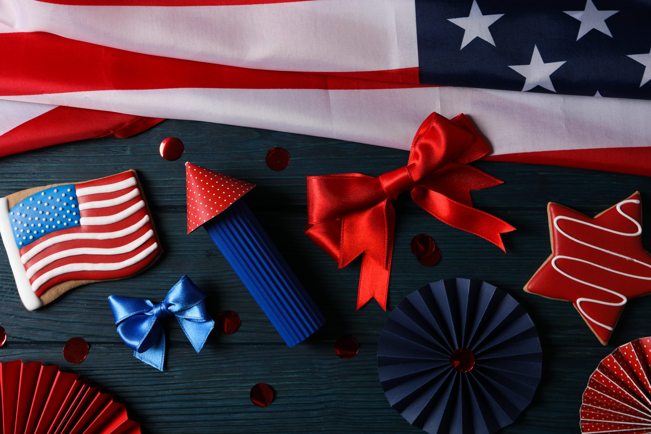 a composition for a sober 4th of July, top view