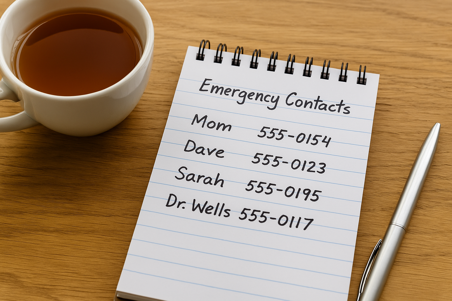 Written emergency contact plan for recovery support